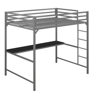 DHP Miles Kids' Loft Bed with Desk - Silver - Full