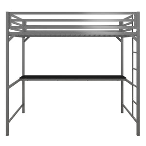 DHP Miles Kids' Loft Bed with Desk - Silver - Full