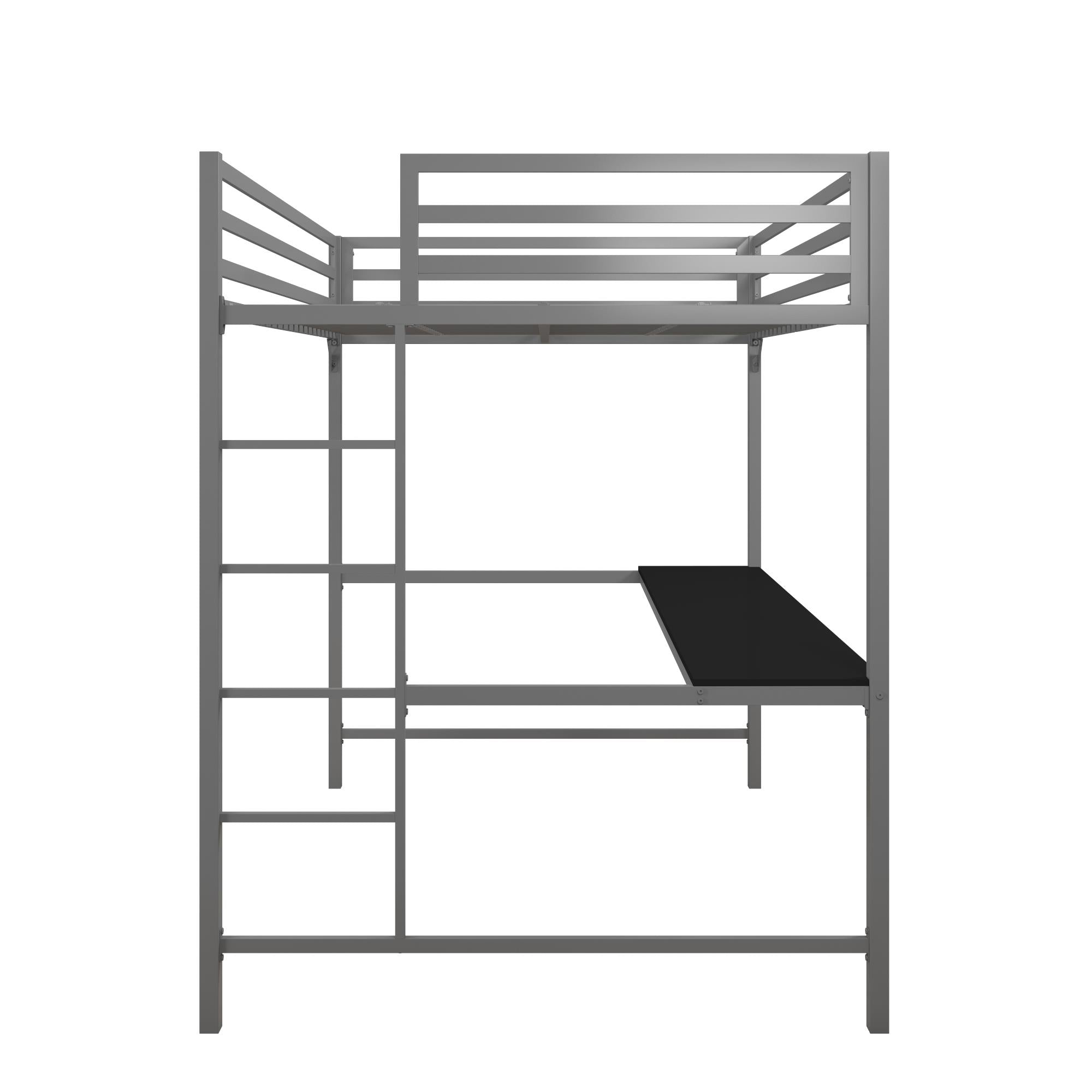 DHP Miles Kids' Loft Bed with Desk - Silver - Full