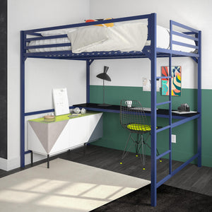DHP Miles Kids' Loft Bed with Desk - Blue - Full