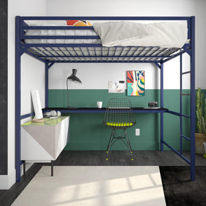 DHP Miles Kids' Loft Bed with Desk - Blue - Full