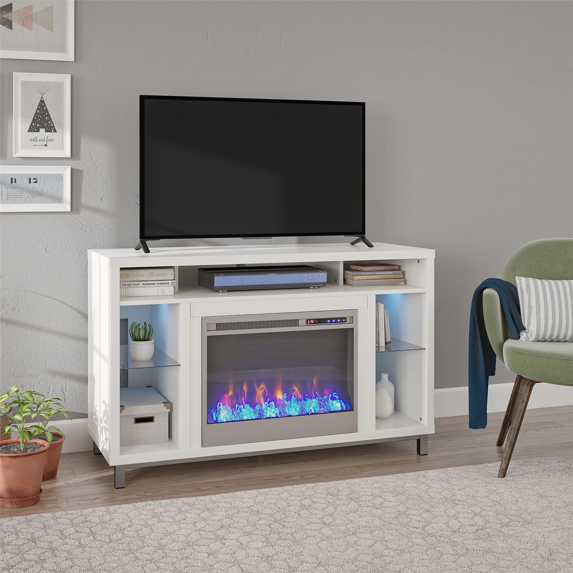 Ameriwood Home Lumina Fireplace TV Stand for TVs up to 48" - White - 46”-50”