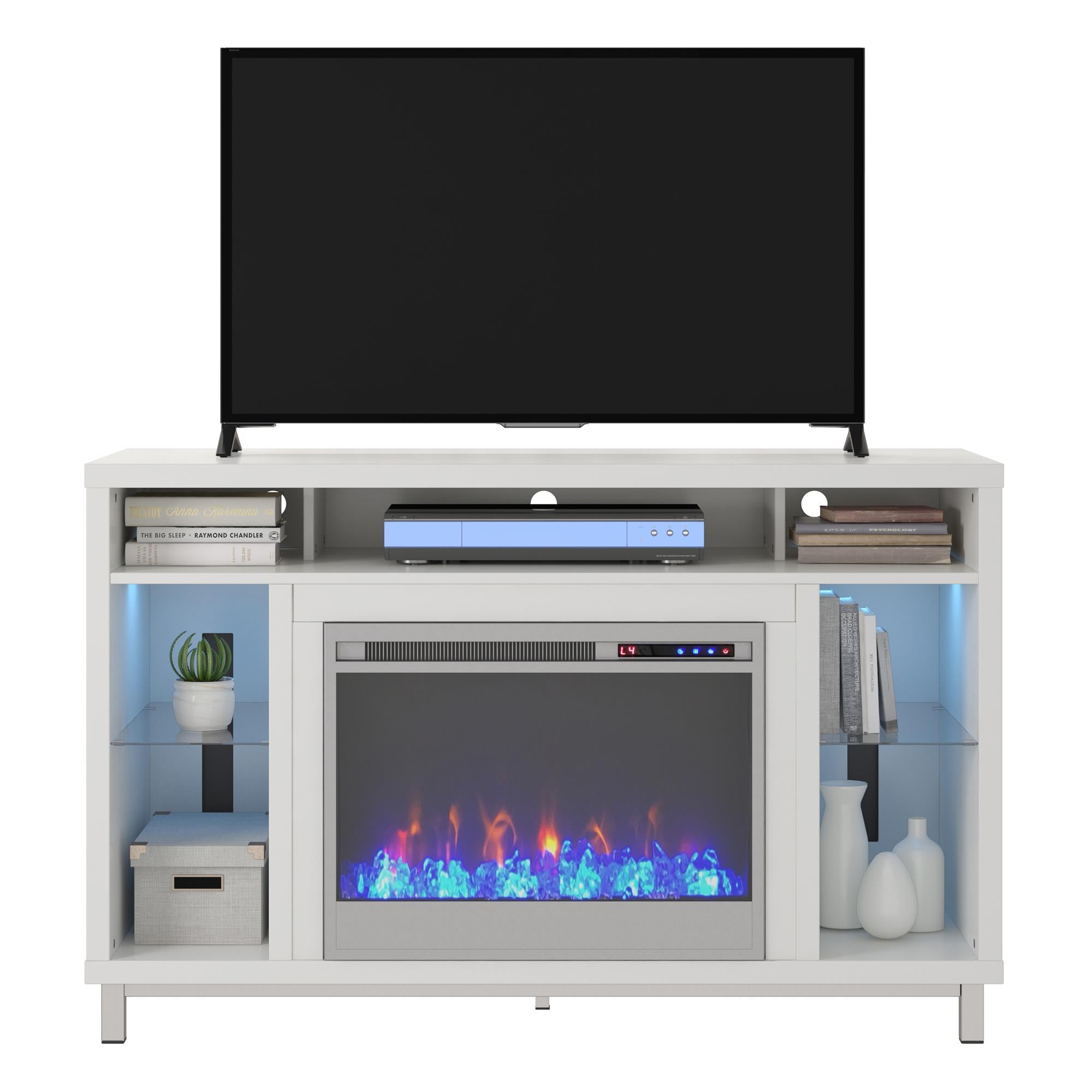 Ameriwood Home Lumina Fireplace TV Stand for TVs up to 48" - White - 46”-50”