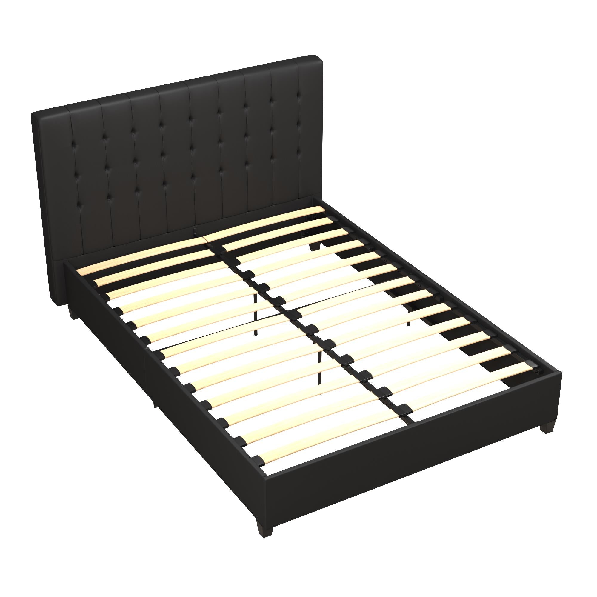 DHP Emily Upholstered Bed - Black Faux Leather - Full