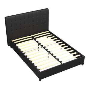 DHP Emily Upholstered Bed - Black Faux Leather - Full