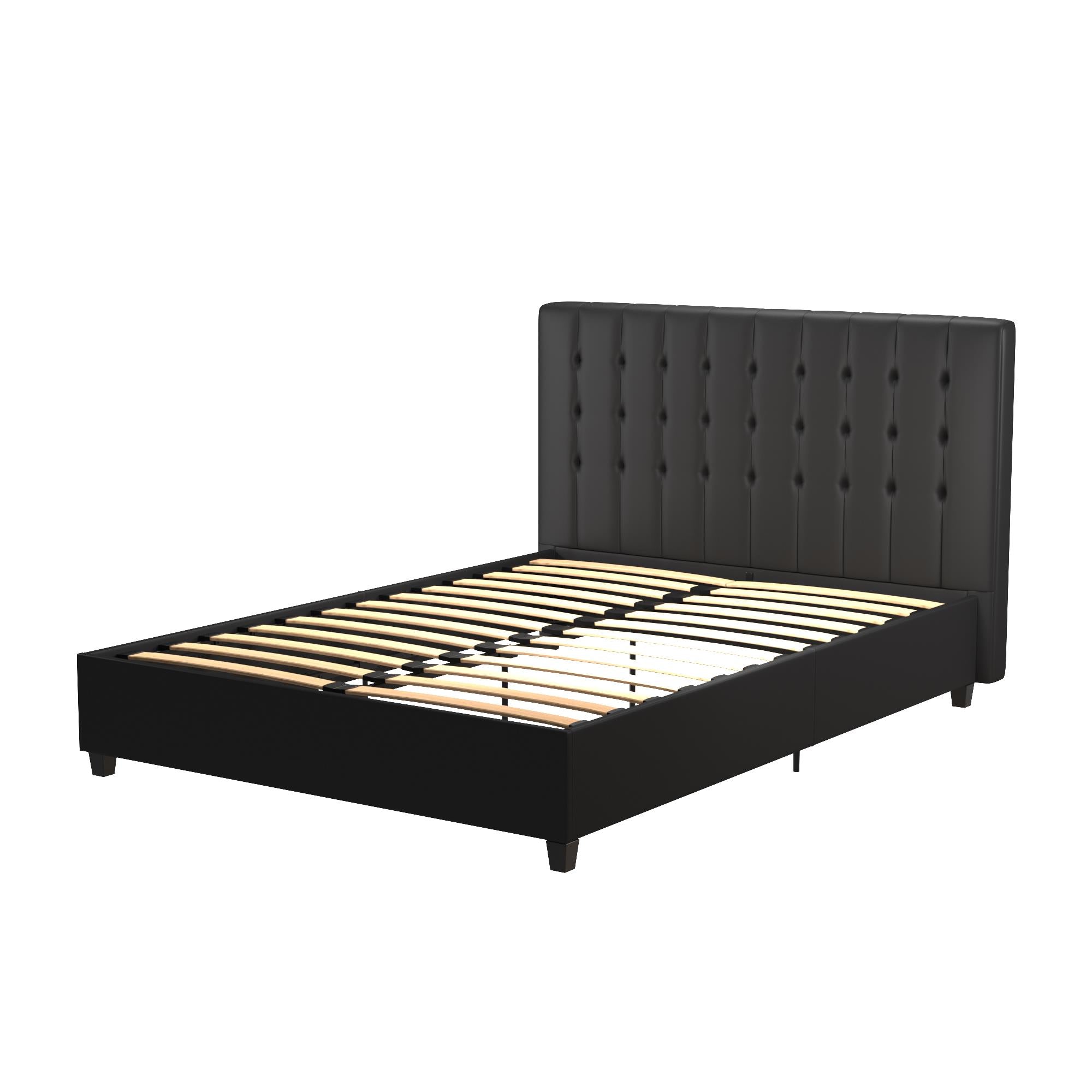 DHP Emily Upholstered Bed - Black Faux Leather - Full