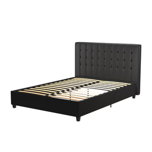 DHP Emily Upholstered Bed - Black Faux Leather - Full