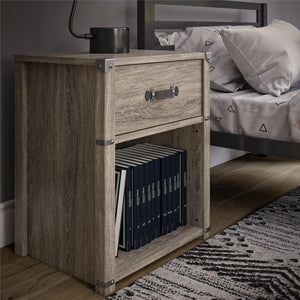 Nova 1 Drawer Storage Nightstand, Gray Oak - Gray Oak