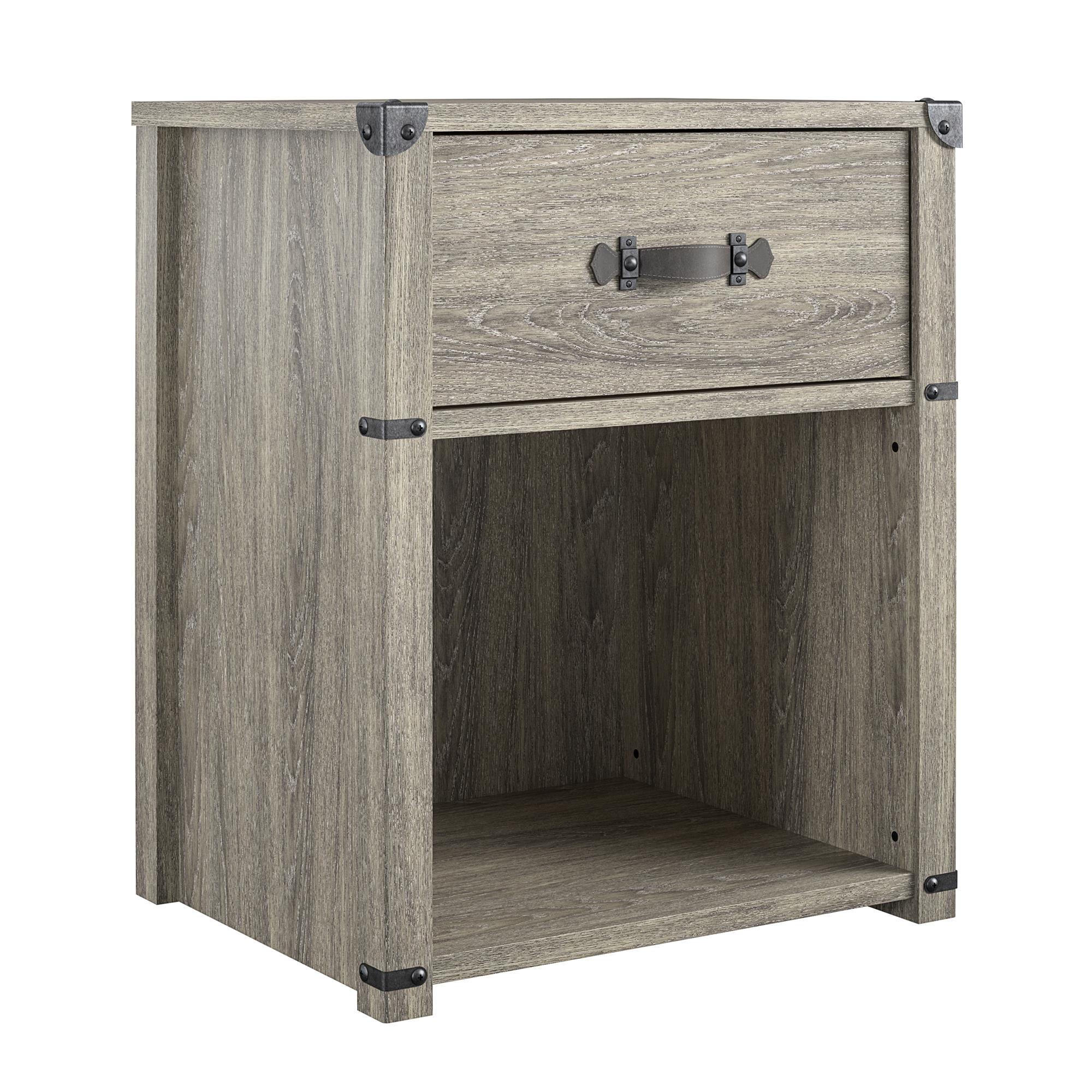 Nova 1 Drawer Storage Nightstand, Gray Oak - Gray Oak