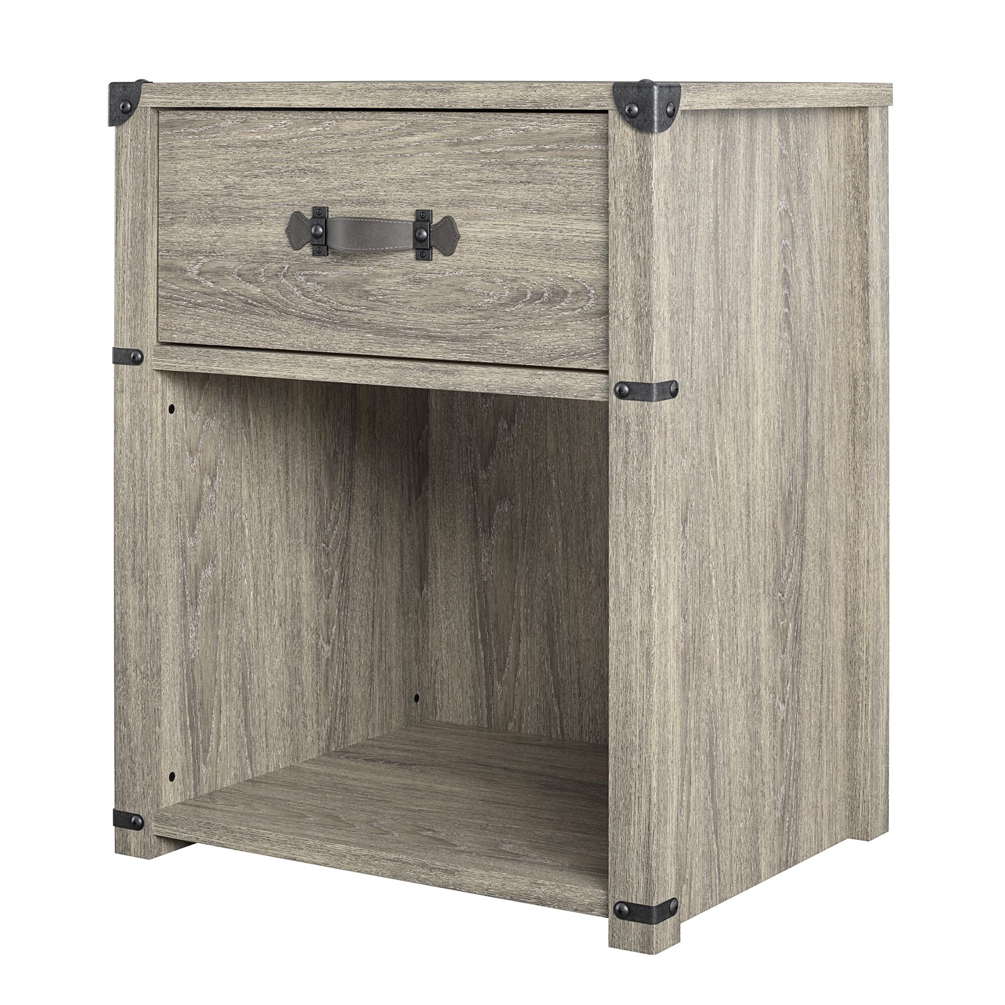 Nova 1 Drawer Storage Nightstand, Gray Oak - Gray Oak