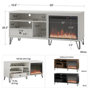 Ameriwood Home Owen Fireplace TV Stand for TVs up to 65" - White