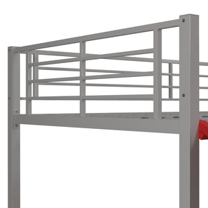 DHP Laurie Kids' Low Loft Bed with Slide - Silver / Red - Twin