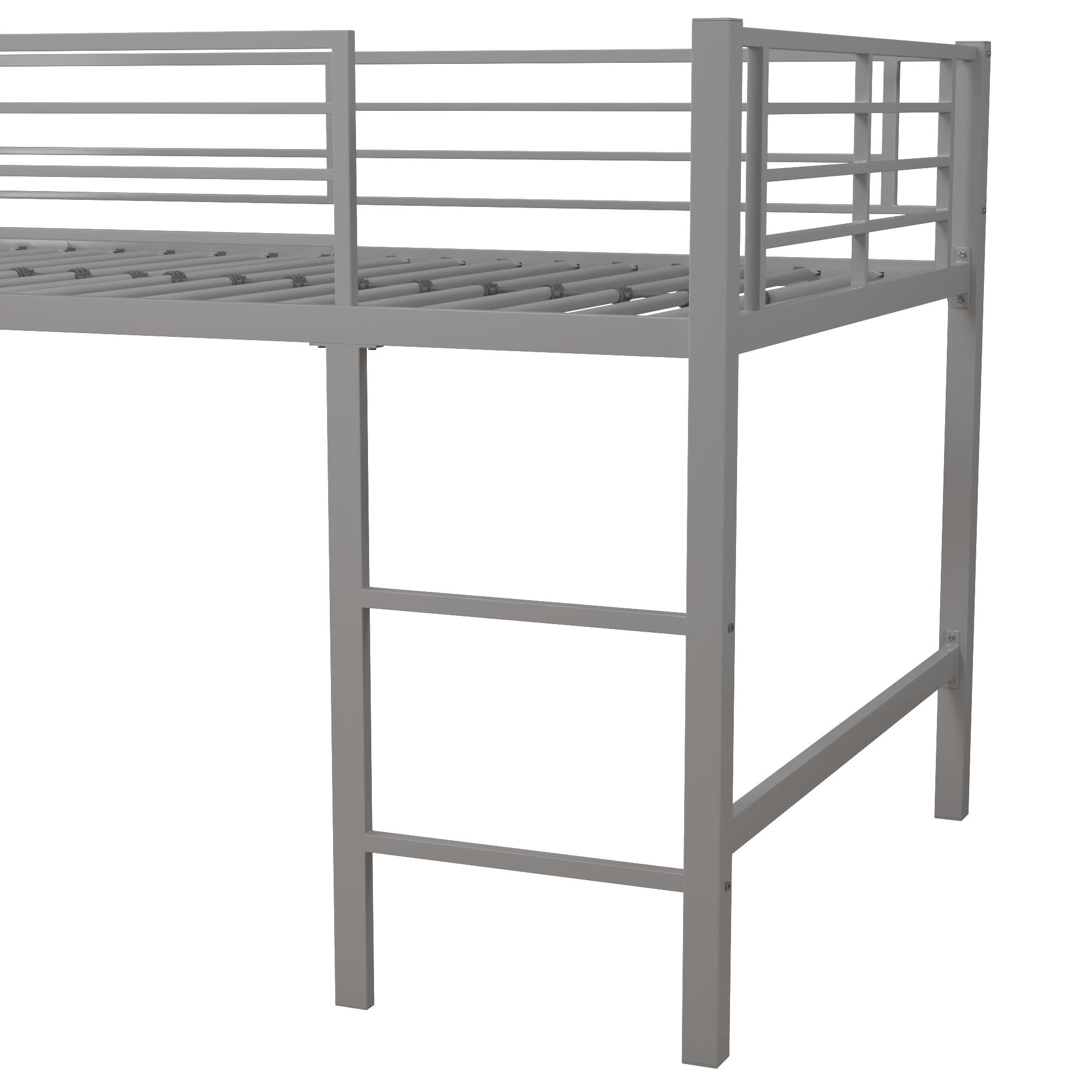 DHP Laurie Kids' Low Loft Bed with Slide - Silver / Red - Twin