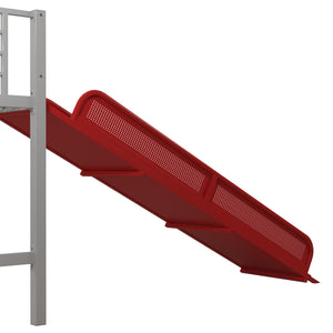 DHP Laurie Kids' Low Loft Bed with Slide - Silver / Red - Twin