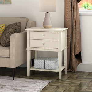 Ameriwood Home Franklin Accent Table with 2 Drawers - White