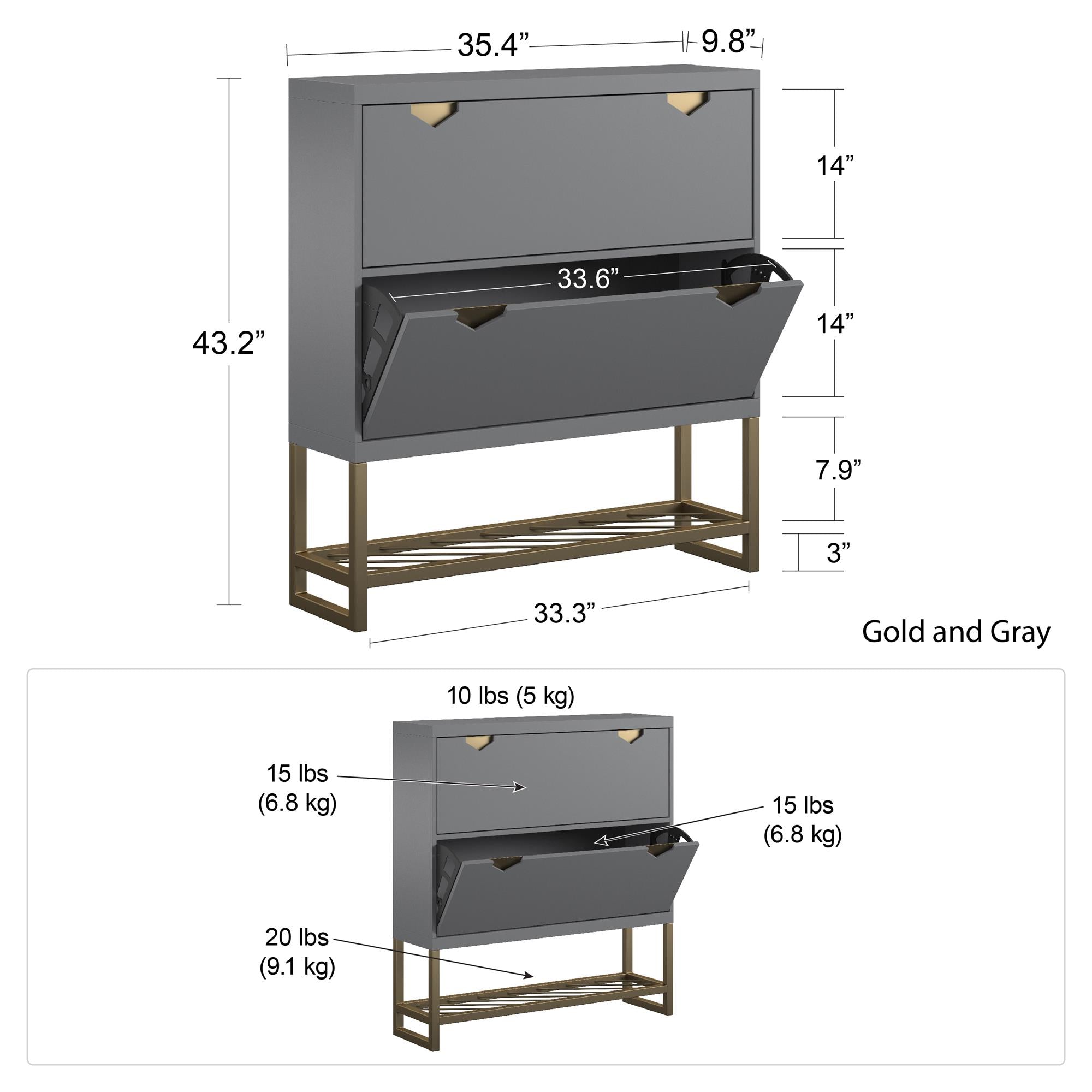 CosmoLiving Brielle Entryway Shoe Storage - Graphite Grey