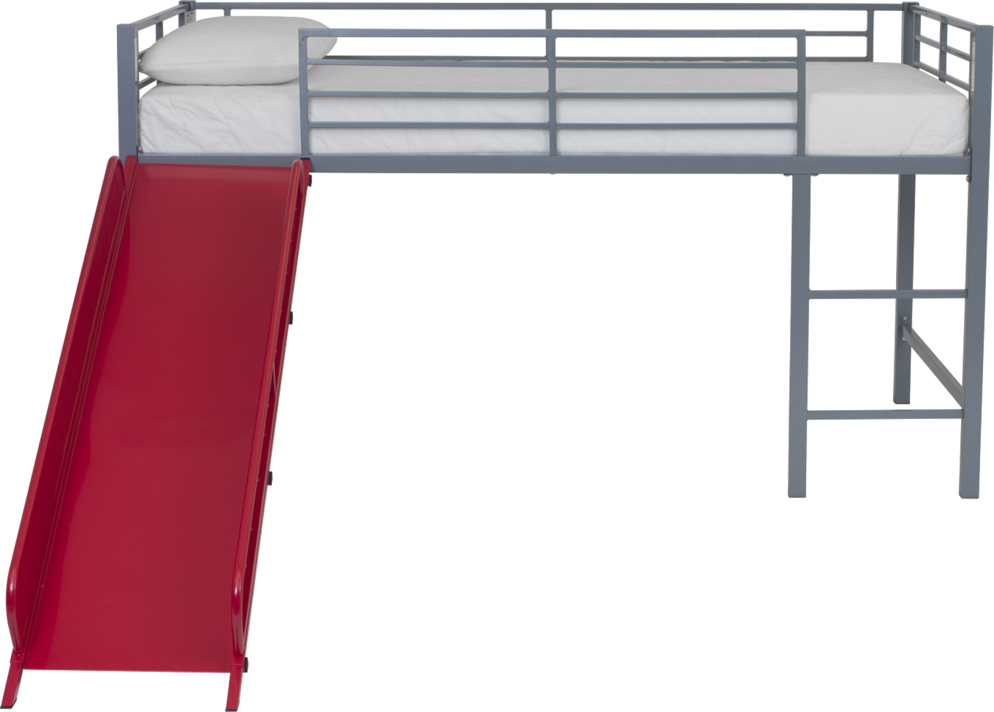 DHP Laurie Kids' Low Loft Bed with Slide - Silver / Red - Twin