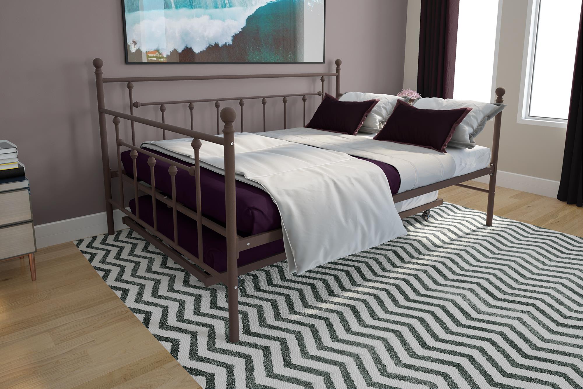 DHP Manila Metal Daybed with Trundle - Bronze - Full
