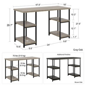 Ameriwood Home Elmwood Double Pedestal Computer Desk - Distressed Gray Oak