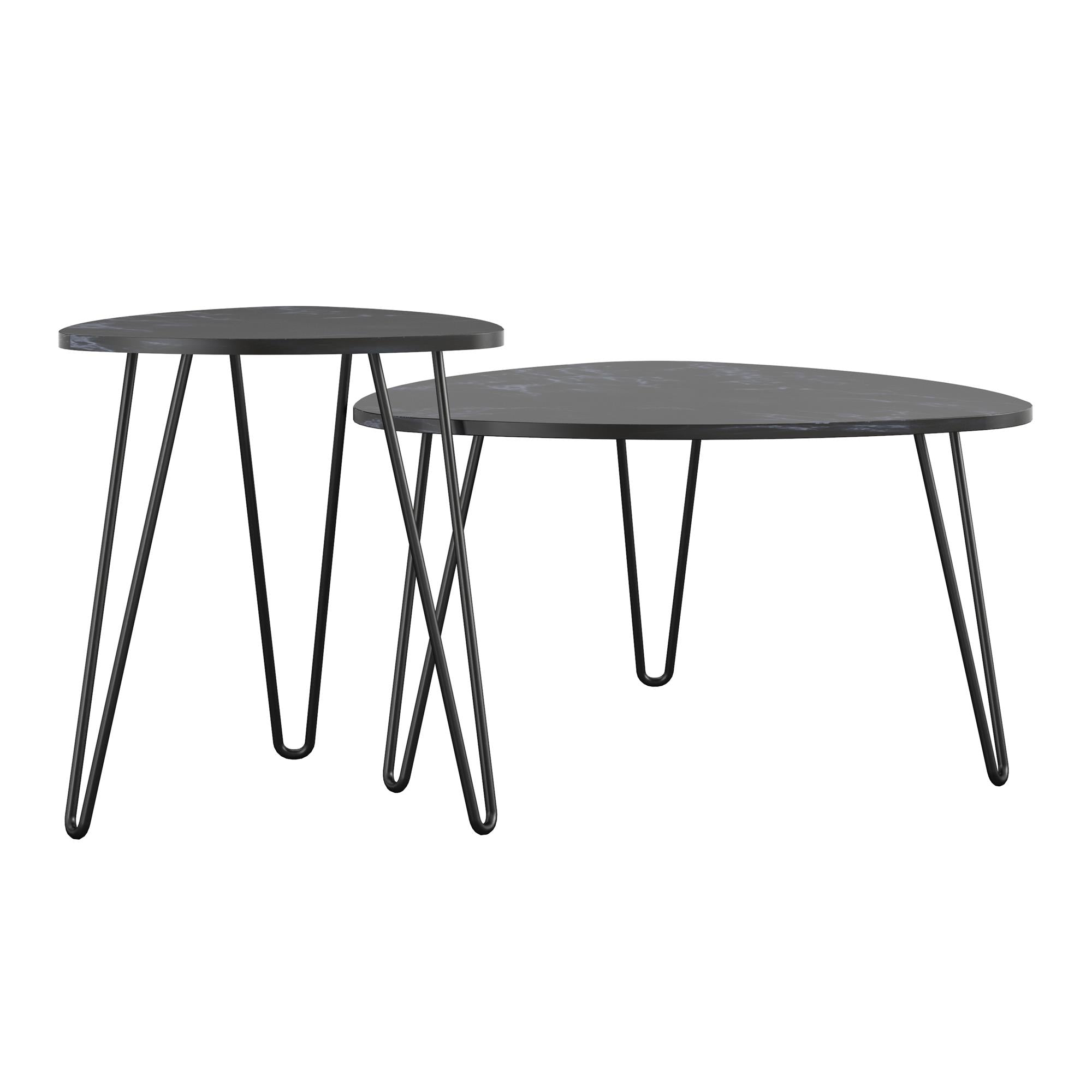 Novogratz Athena Nesting Tables - Black Marble