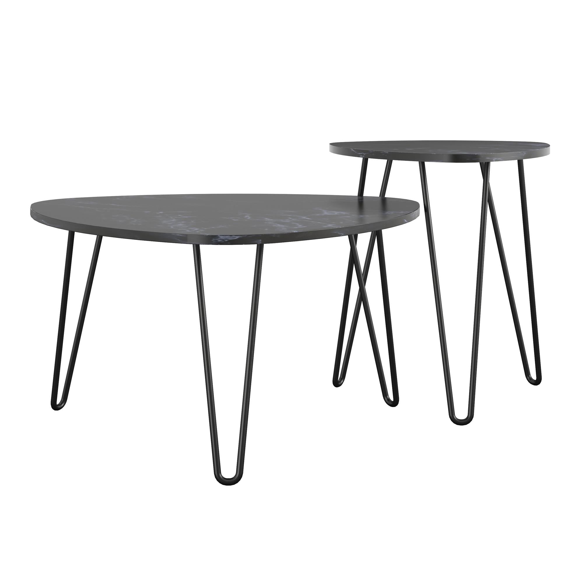 Novogratz Athena Nesting Tables - Black Marble