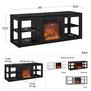 Ameriwood Home Parsons Electric Fireplace TV Stand for TVs up to 65" - Espresso