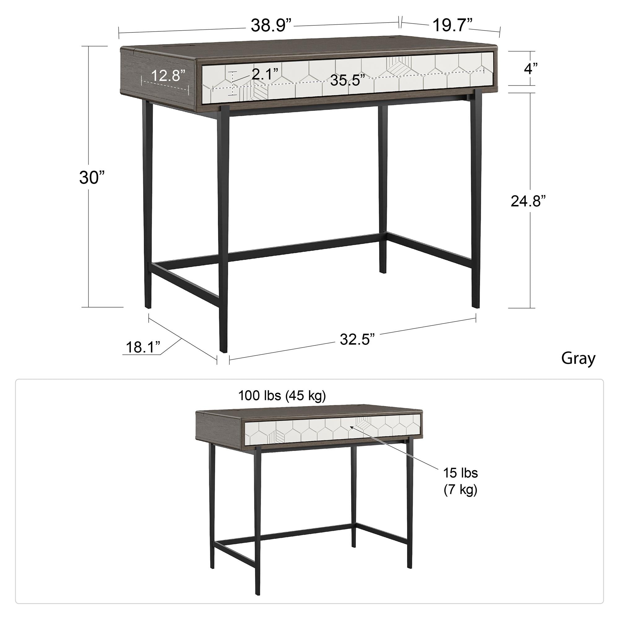 CosmoLiving Olivia Computer Desk - Gray (Wood Grain)