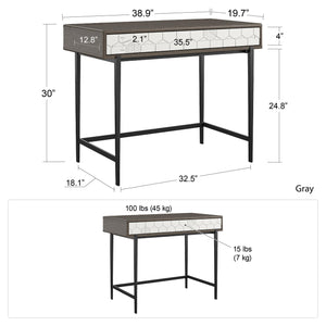 CosmoLiving Olivia Computer Desk - Gray (Wood Grain)