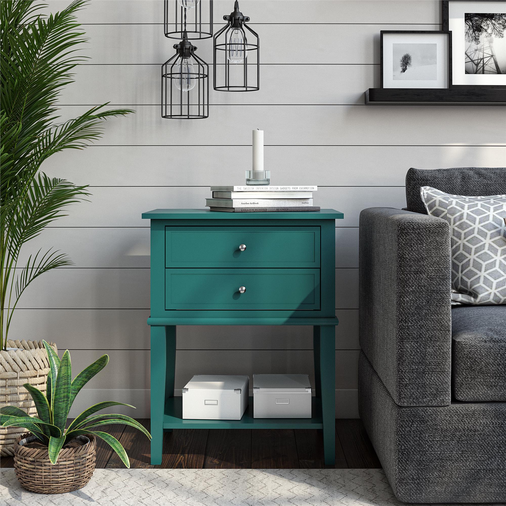 Ameriwood Home Franklin Accent Table with 2 Drawers - Emerald Green