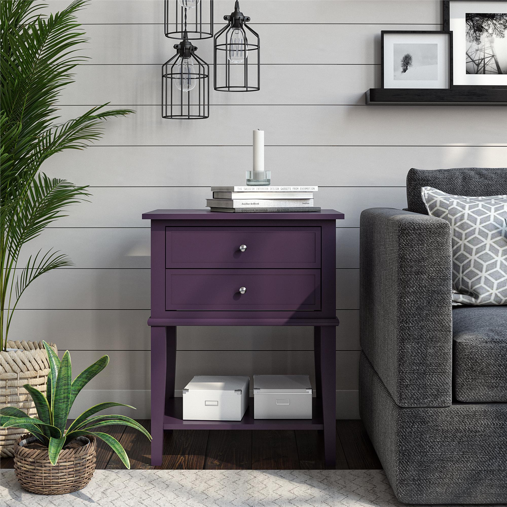 Ameriwood Home Franklin Accent Table with 2 Drawers - Purple