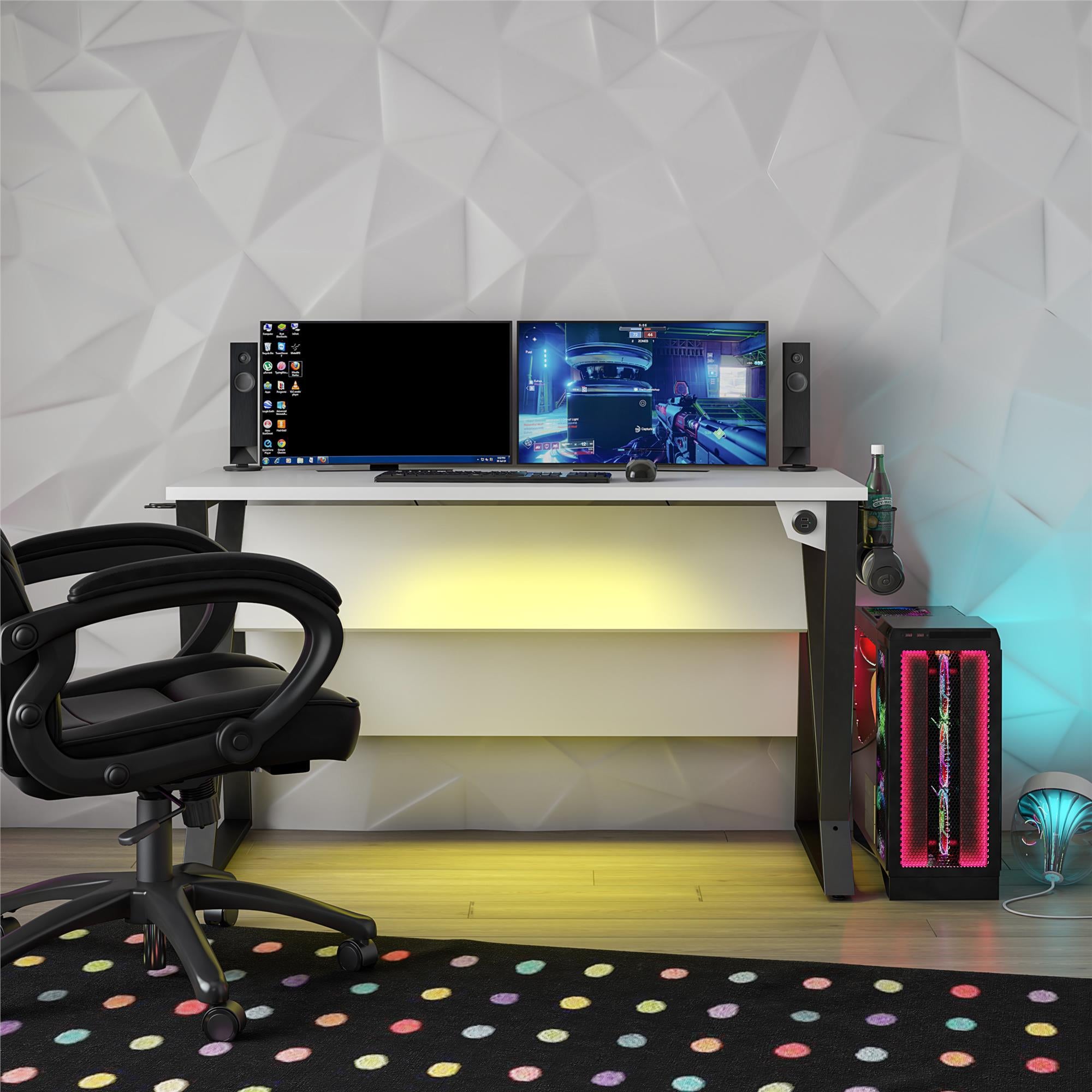 NTense Genesis Adjustable Gaming Desk - White