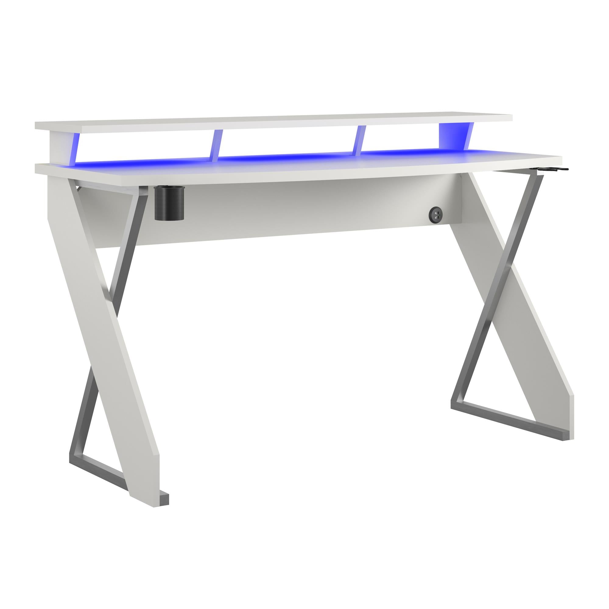 NTense Xtreme Gaming Desk with Riser - White