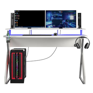 NTense Xtreme Gaming Desk with Riser - White