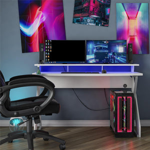 NTense Xtreme Gaming Desk with Riser - White