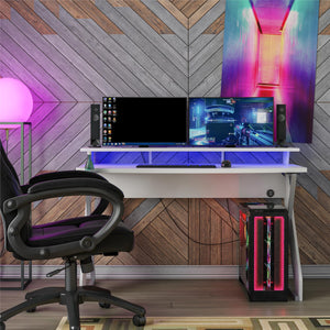NTense Xtreme Gaming Desk with Riser - White