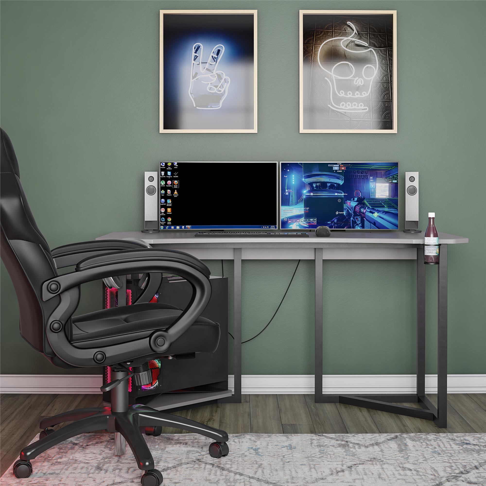 NTense Quest Gaming Desk with CPU Stand - Gray