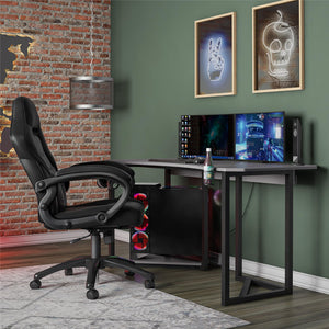 NTense Quest Gaming Desk with CPU Stand - Gray