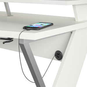 NTense Xtreme Gaming Desk with Riser - White