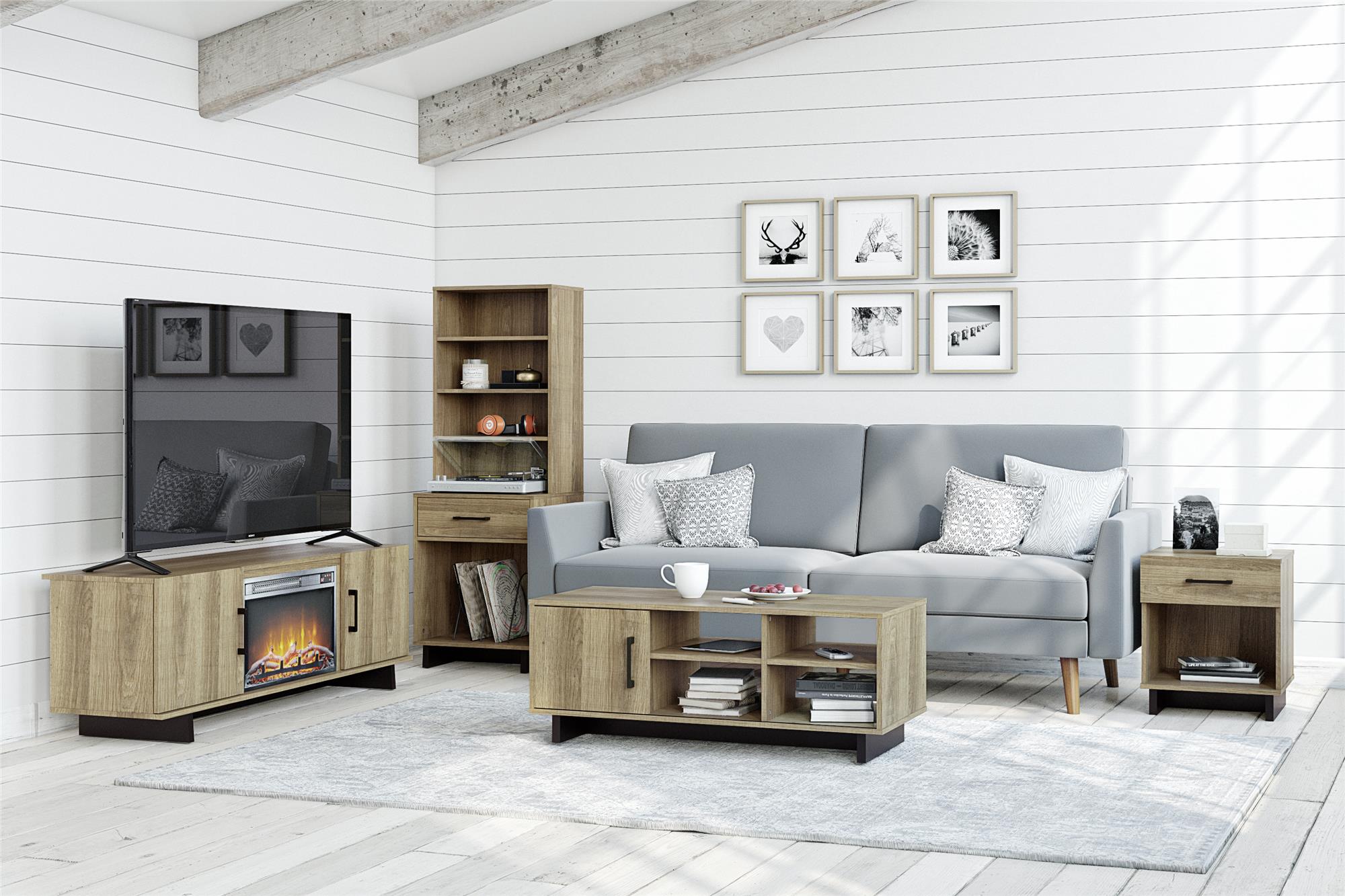 Ameriwood Home Southlander TV Stand with Fireplace for TVs up to 60" - Golden Oak