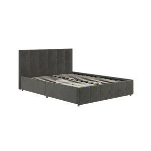 DHP Rose Upholstered Bed Frame with Storage - Grey Velvet - Queen