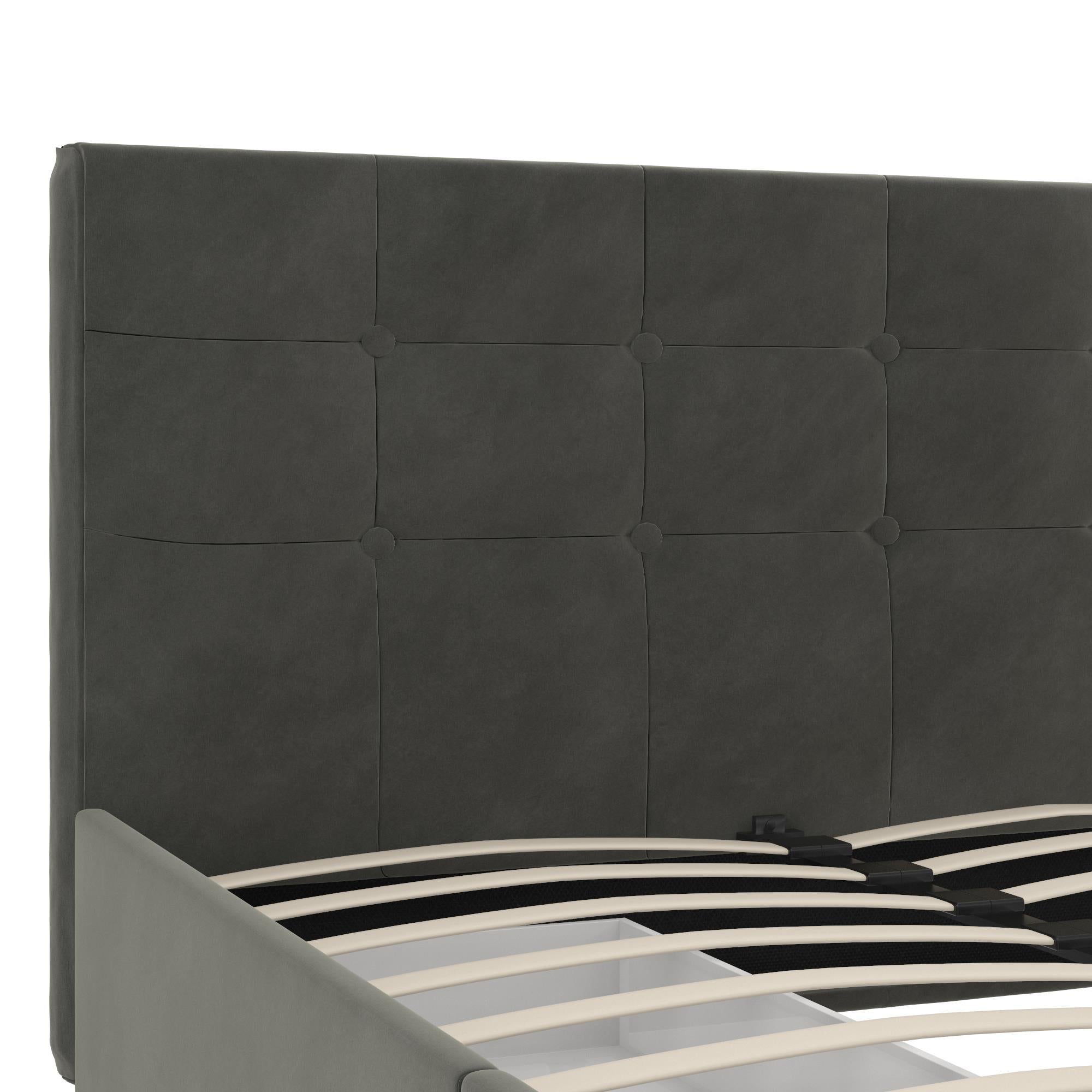 DHP Rose Upholstered Bed Frame with Storage - Grey Velvet - Queen