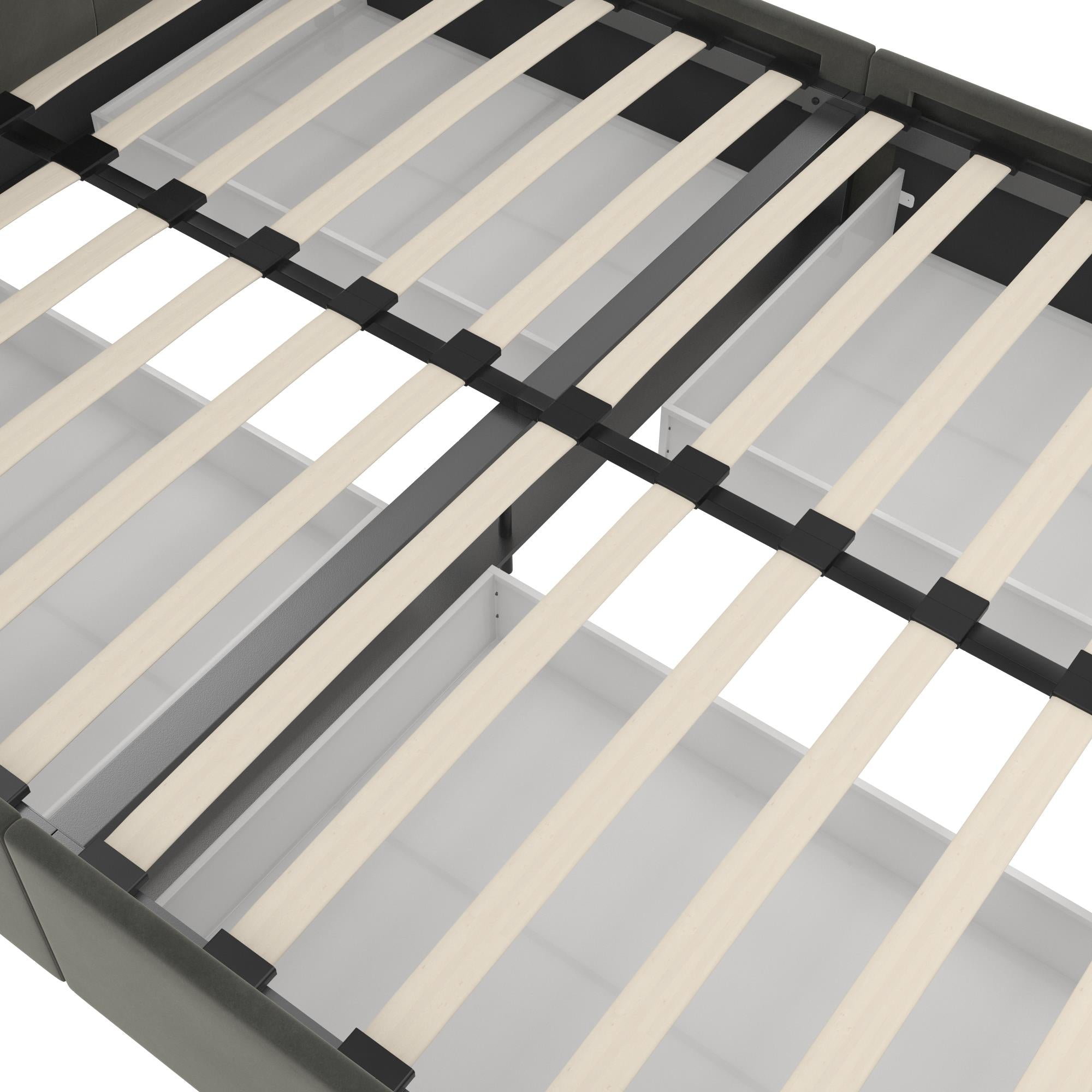 DHP Rose Upholstered Bed Frame with Storage - Grey Velvet - Queen