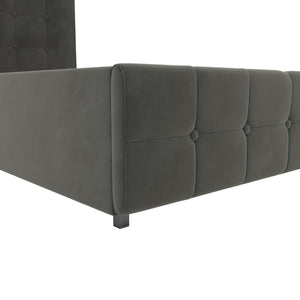 DHP Rose Upholstered Bed Frame with Storage - Grey Velvet - Queen