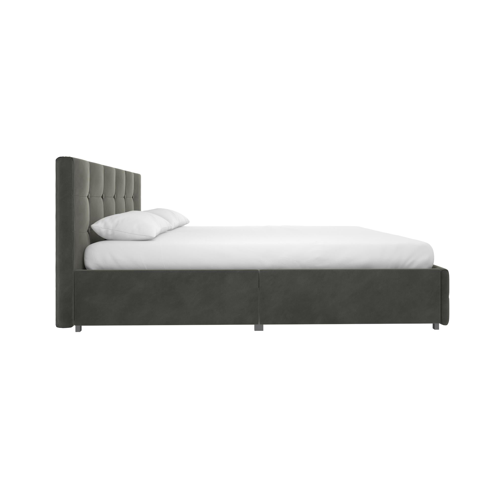 DHP Rose Upholstered Bed Frame with Storage - Grey Velvet - Queen