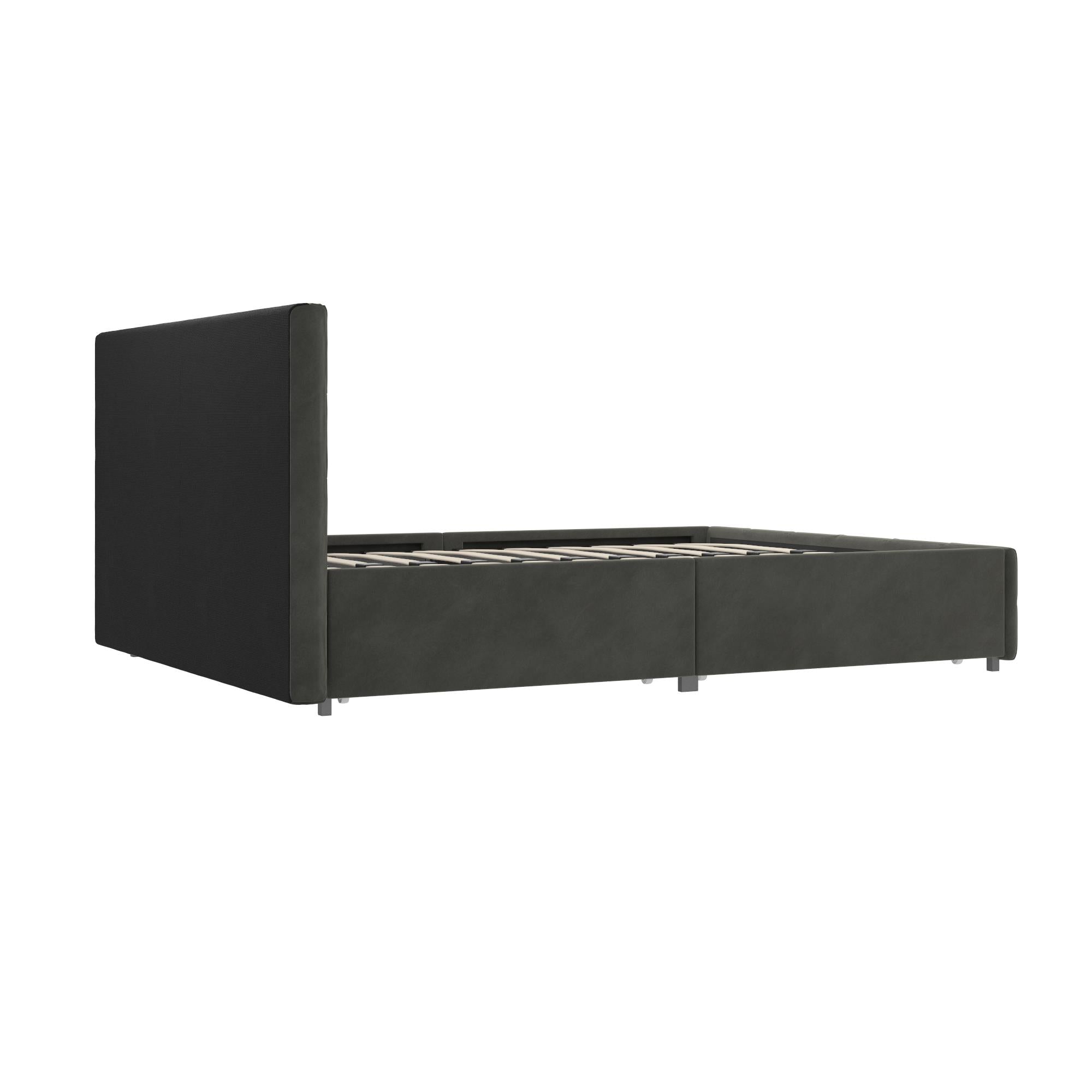 DHP Rose Upholstered Bed Frame with Storage - Grey Velvet - Queen