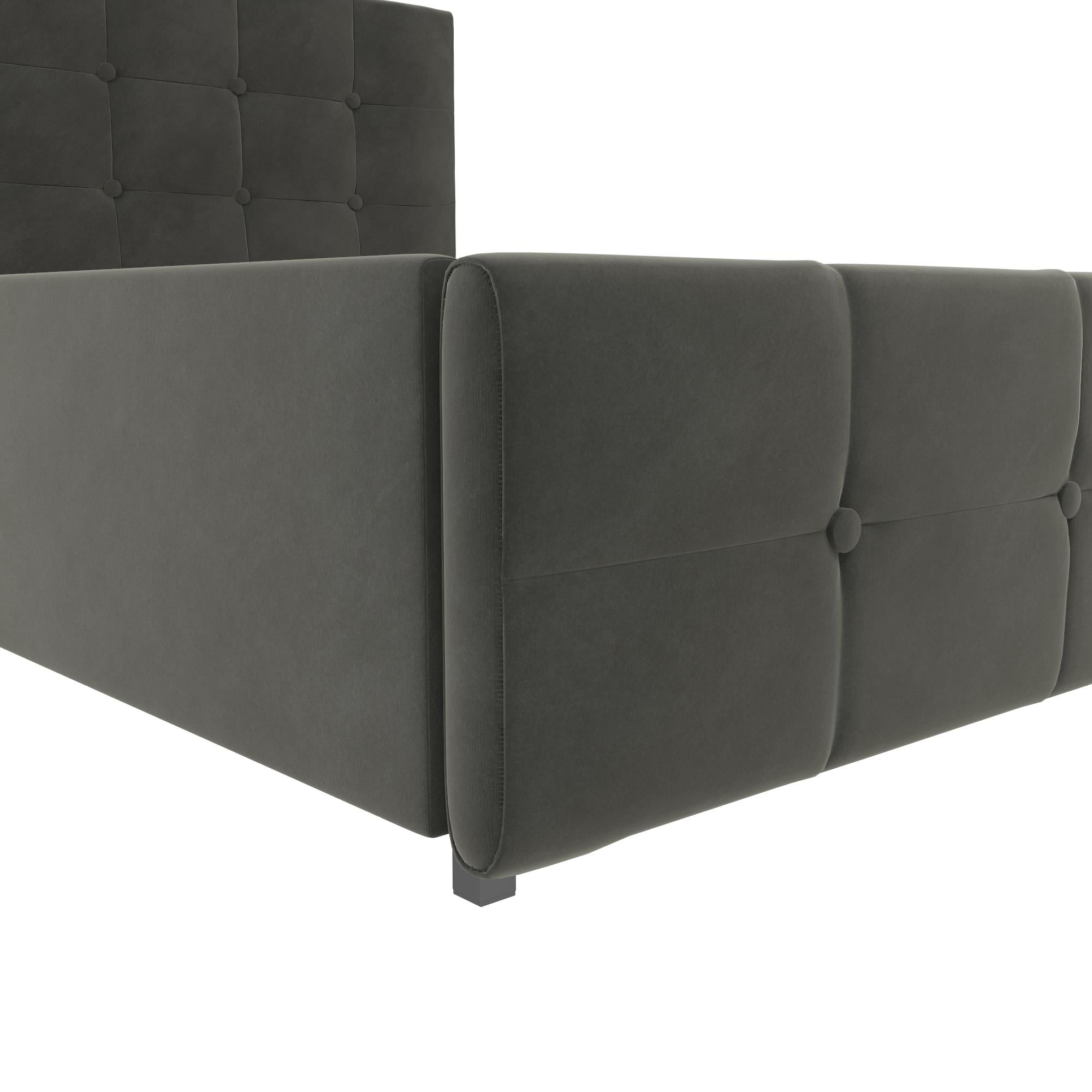 DHP Rose Upholstered Bed Frame with Storage - Grey Velvet - King