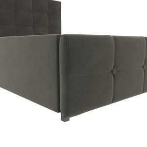 DHP Rose Upholstered Bed Frame with Storage - Grey Velvet - King