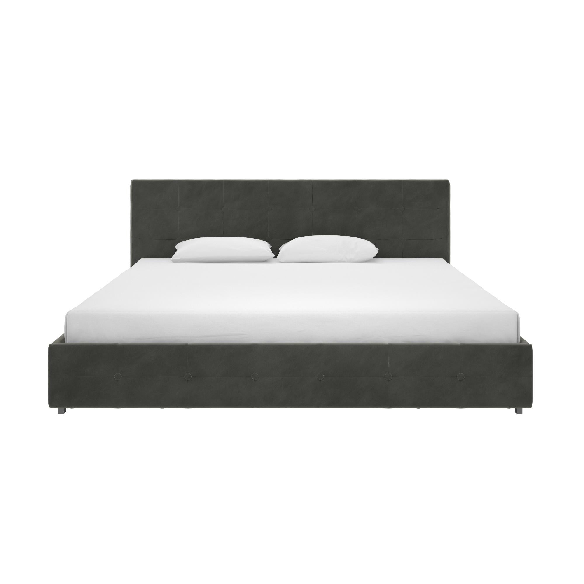 DHP Rose Upholstered Bed Frame with Storage - Grey Velvet - King