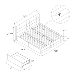 DHP Rose Upholstered Bed Frame with Storage - Grey Velvet - King