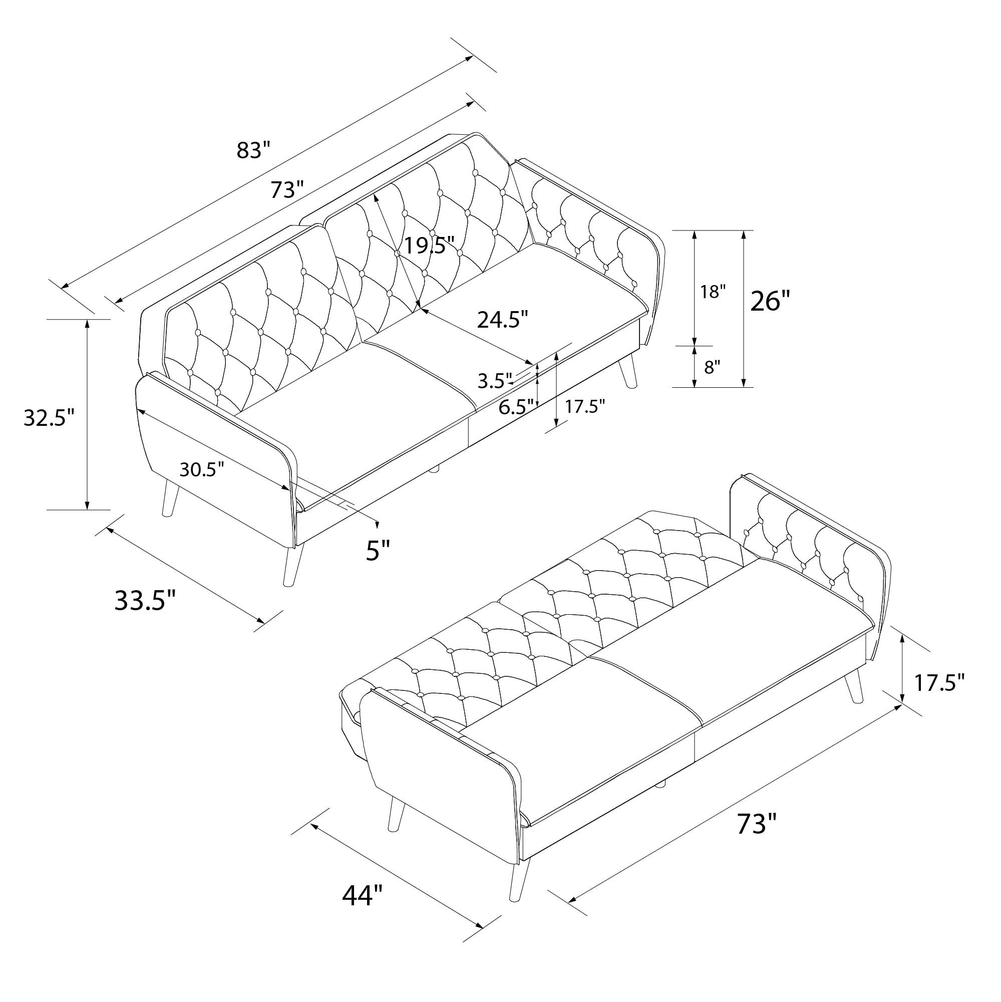 Novogratz Tallulah Memory Foam Futon - Gray
